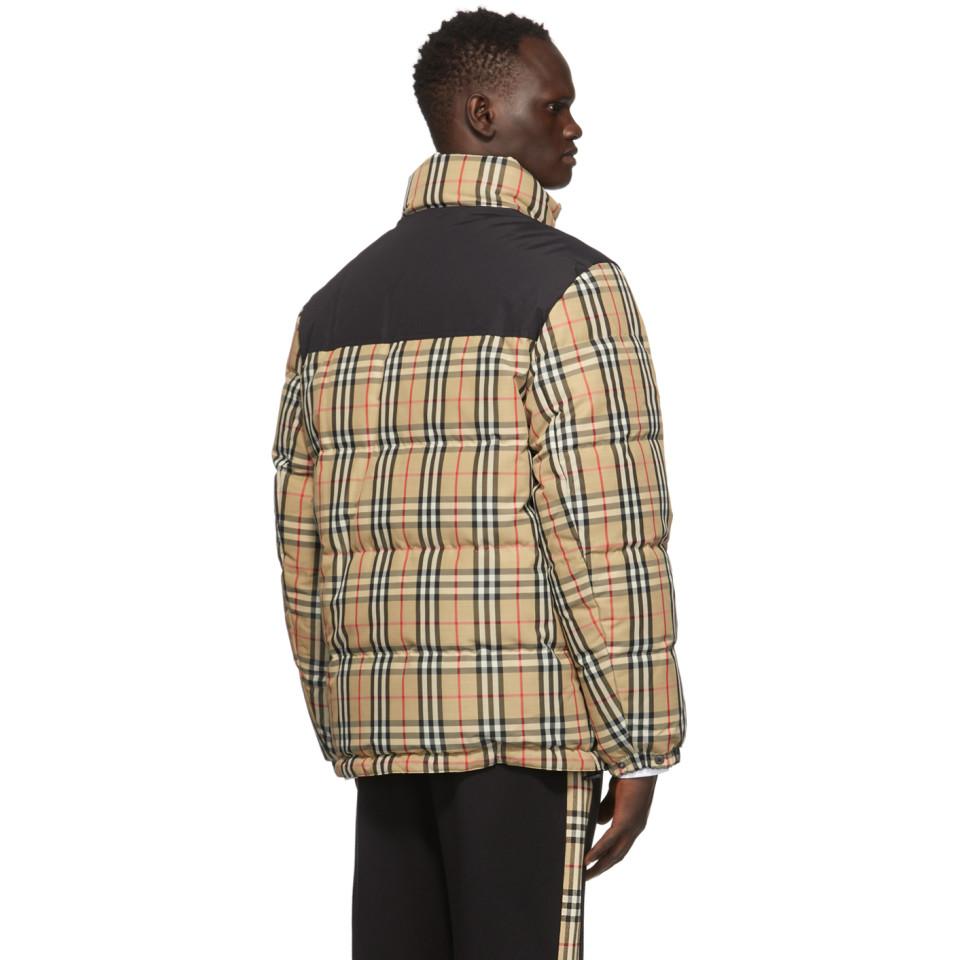 Burberry Reversible Beige Down Check Holland Jacket in Natural for Men |  Lyst