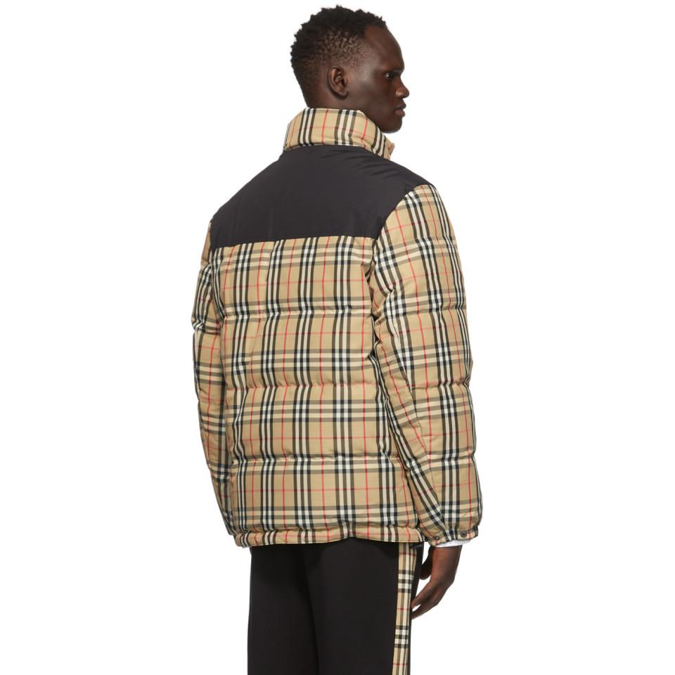 Burberry Reversible Beige Down Check Holland Jacket in Natural for Men Lyst