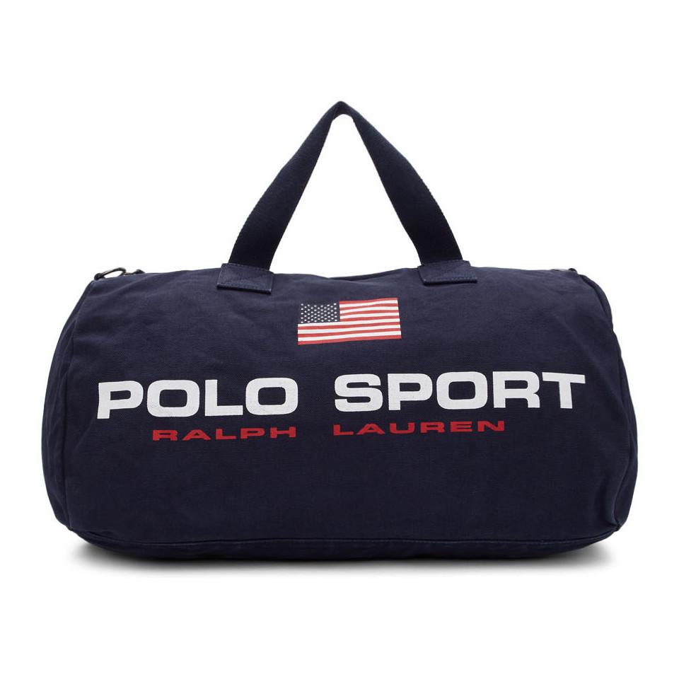 Navy Canvas Polo Sport Duffle Bag