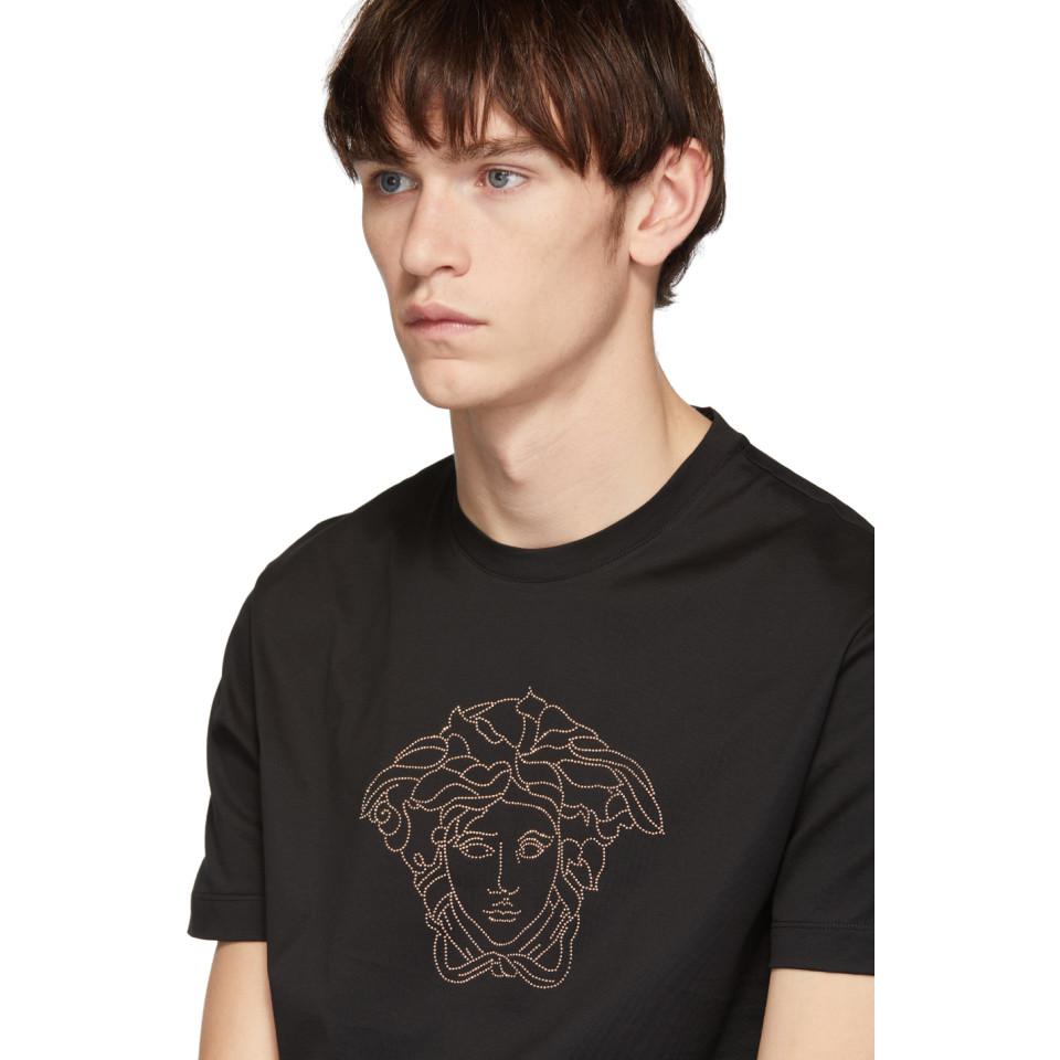 Versace Black Beaded Medusa T-shirt for Men | Lyst