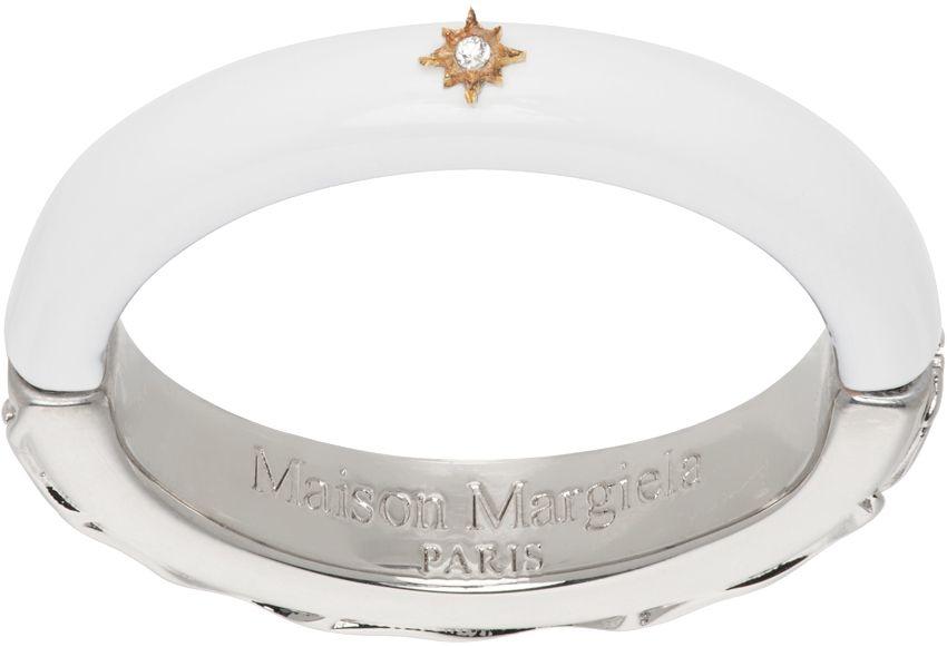 Maison Margiela Silver & White Enamel Ring for Men | Lyst