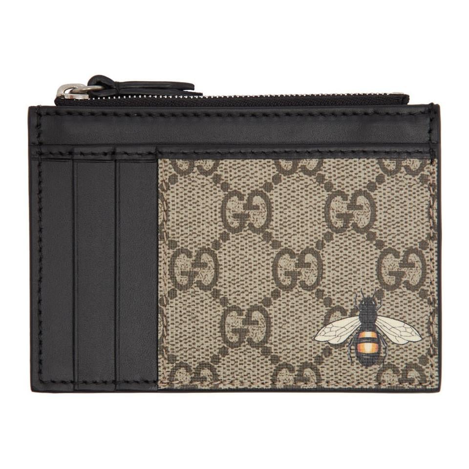 Gucci Canvas Beige GG Bee Zip Card Holder in Natural for Men - Save 27% -  Lyst