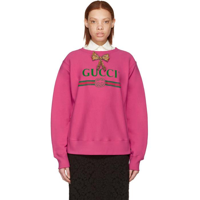 gucci logo sweatshirt with dragon pink