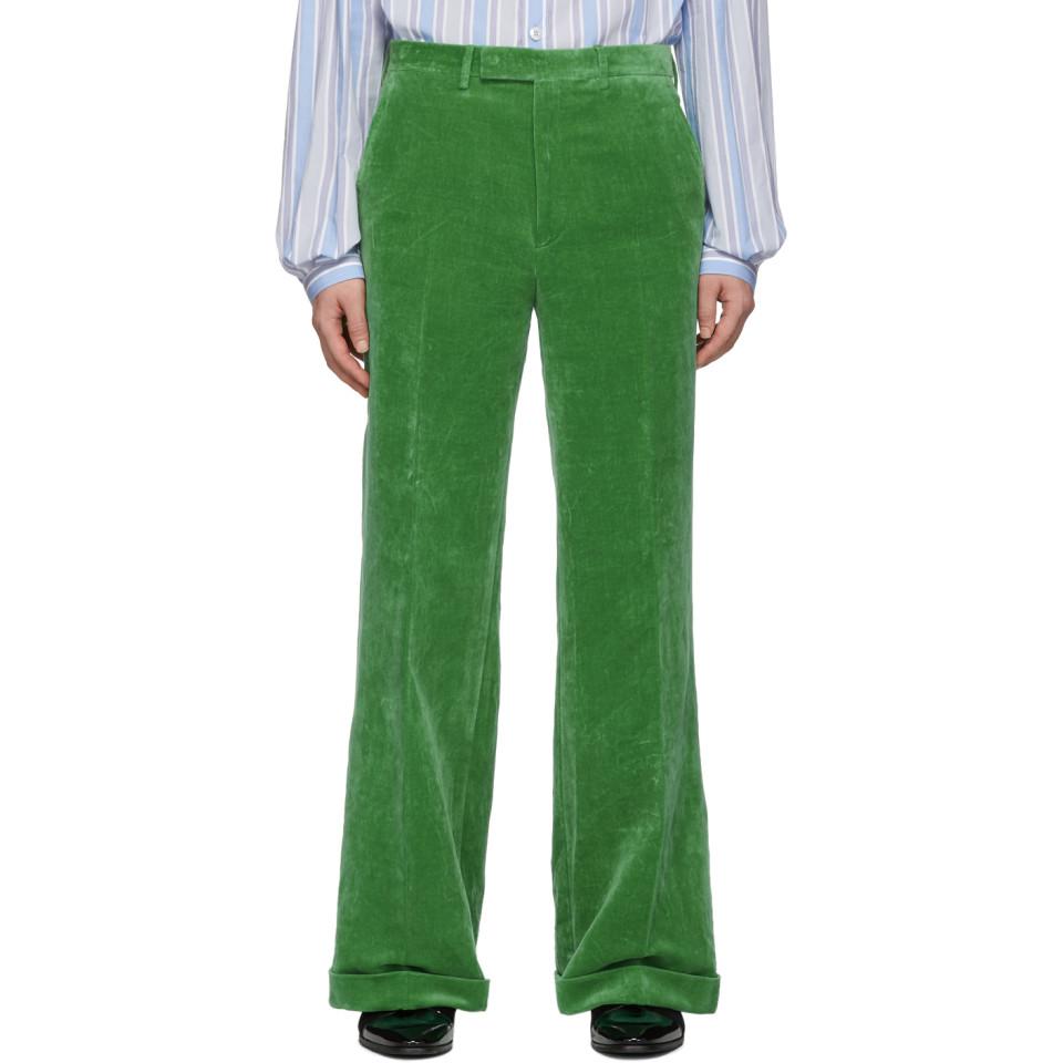 Gucci Green Velvet Trousers for Men | Lyst