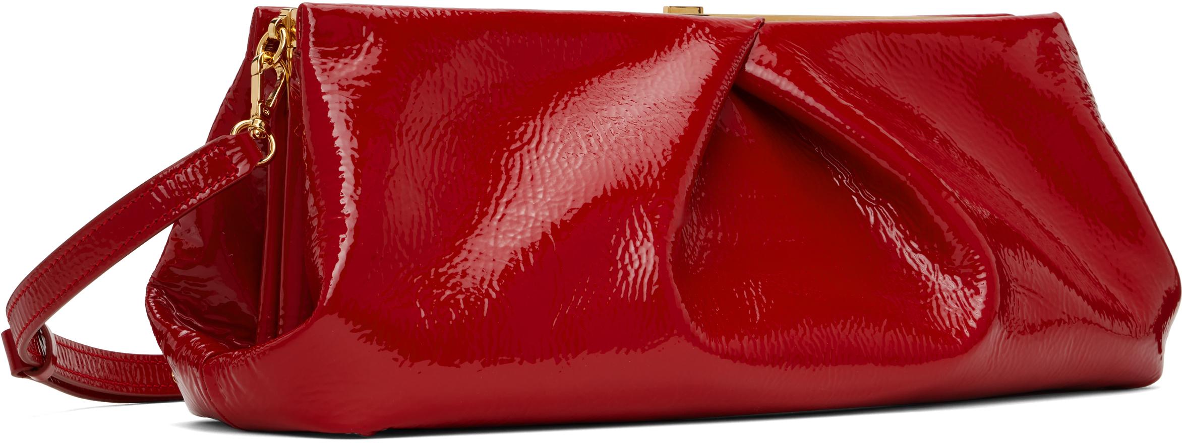 【大人気】DRIES VAN NOTEN パープル ツイスト バッグ Dries Van Noten】 ツイストメタリックハンドバッグ パープル