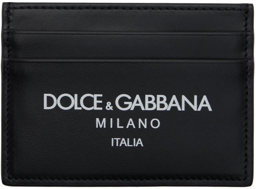 Dolce & Gabbana メンズ ブラック カーフスキン ロゴ カードケース 