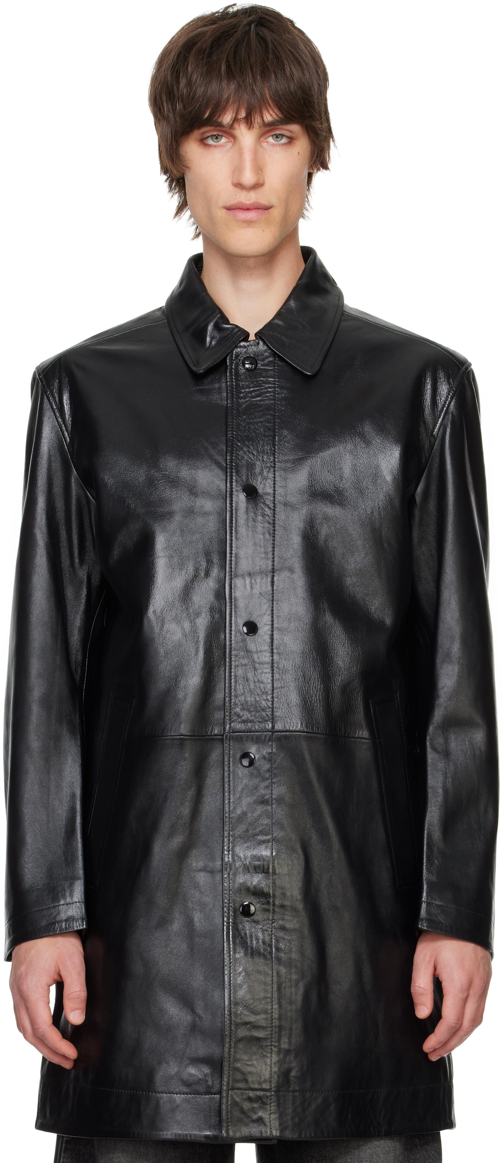 DIESEL メンズ ブラック L-Cordier レザージャケット ジャケット