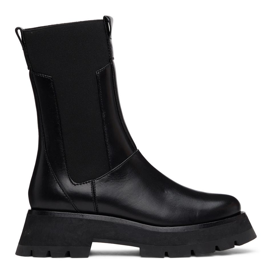 3.1 Phillip Lim Leather Black Lug Sole Kate Mid-calf Chelsea Boots - Lyst