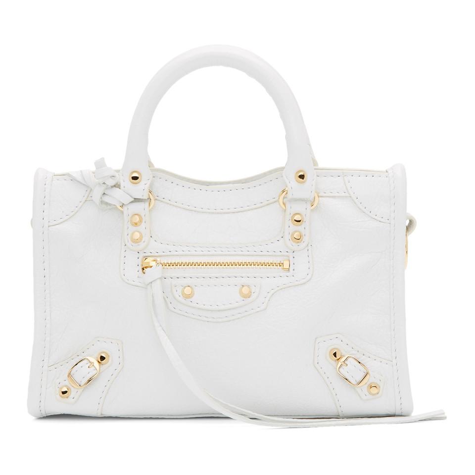 Balenciaga Leather White Nano City Bag | Lyst