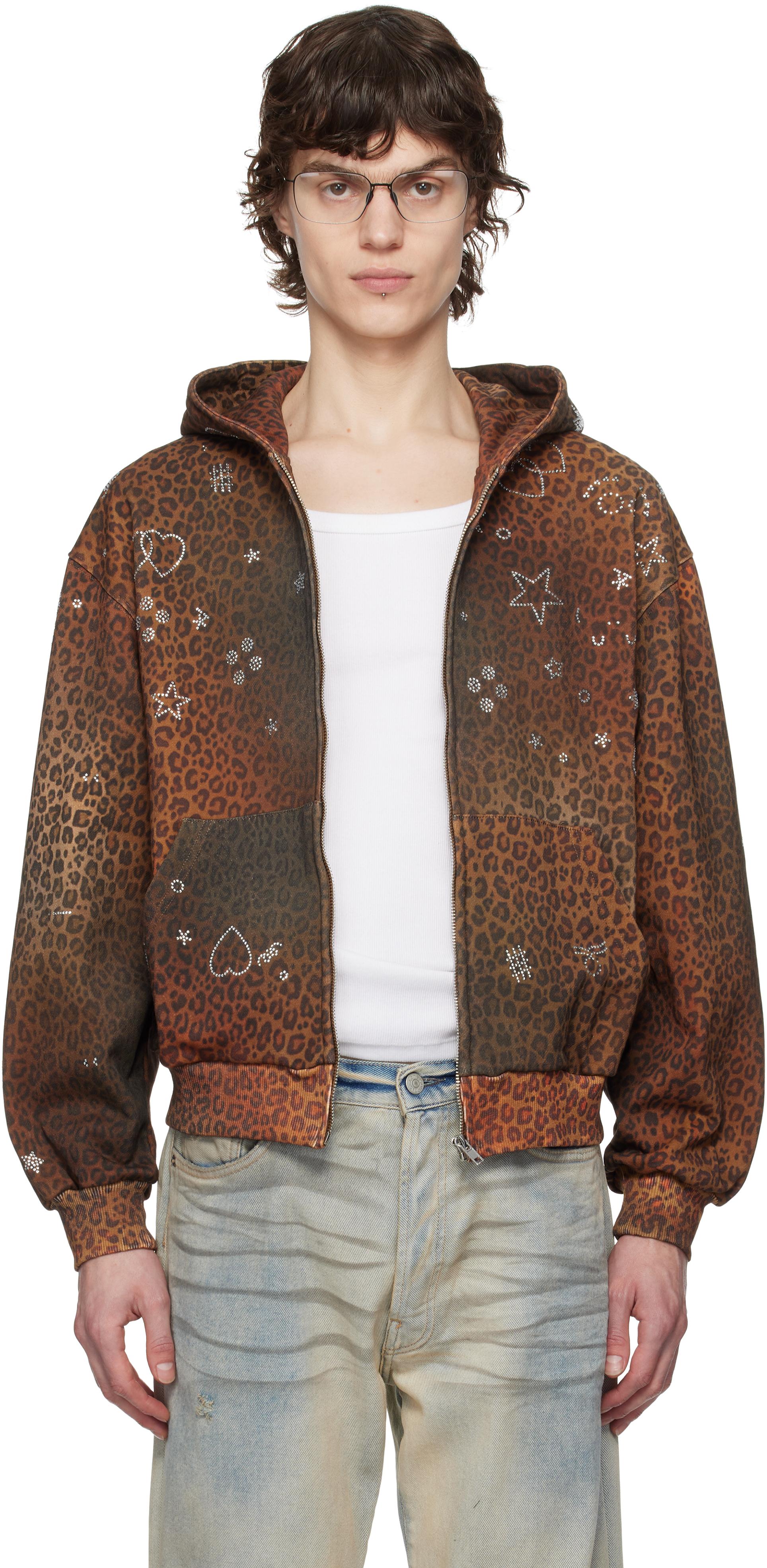 PRAYING Leopard Rhinstone Hoodie in Brown for Men | Lyst