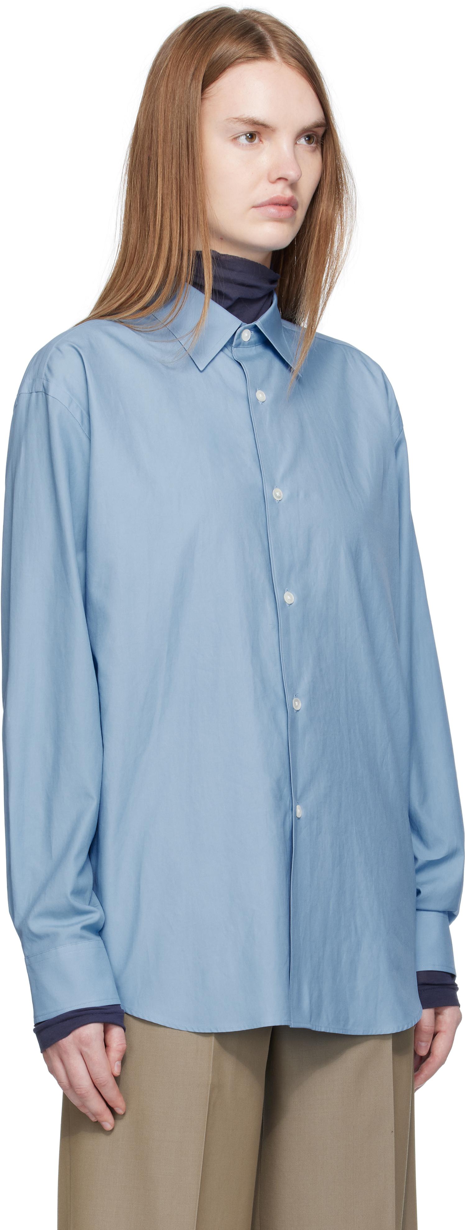 トップス AURALEE WASHED FINX TWILL SHIRTS BLUE 5 Washed Finx Twill Shirt — Blue – La Garçonne