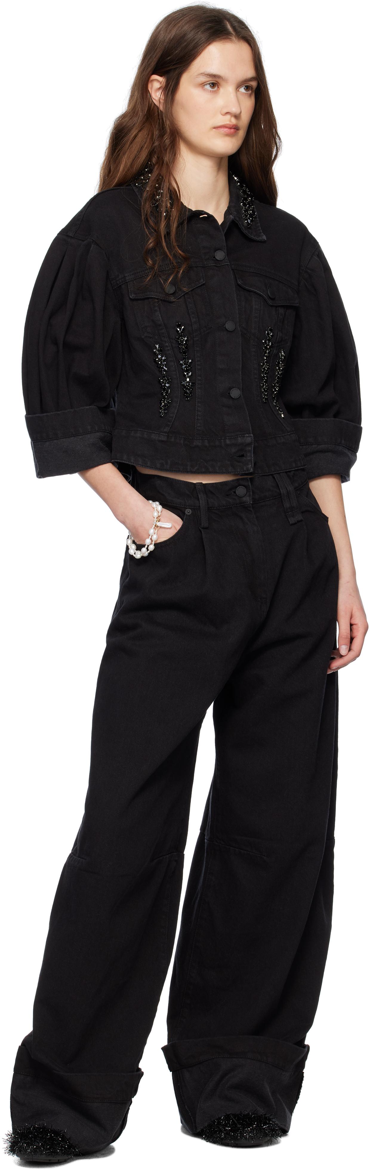 Simone Rocha Turbo Embellished Sculpted Denim Jacket in