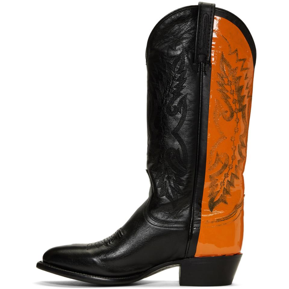 orange and black cowboy boots