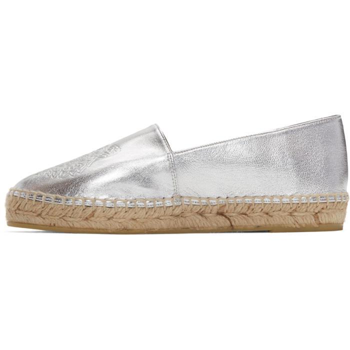 silver leather espadrilles