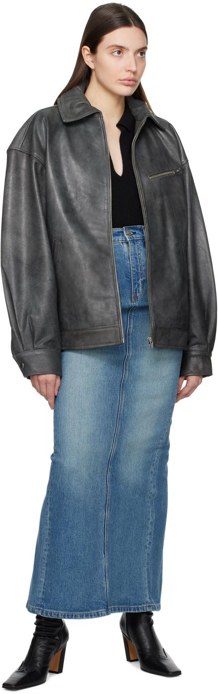 veda park tie waist leather jacket