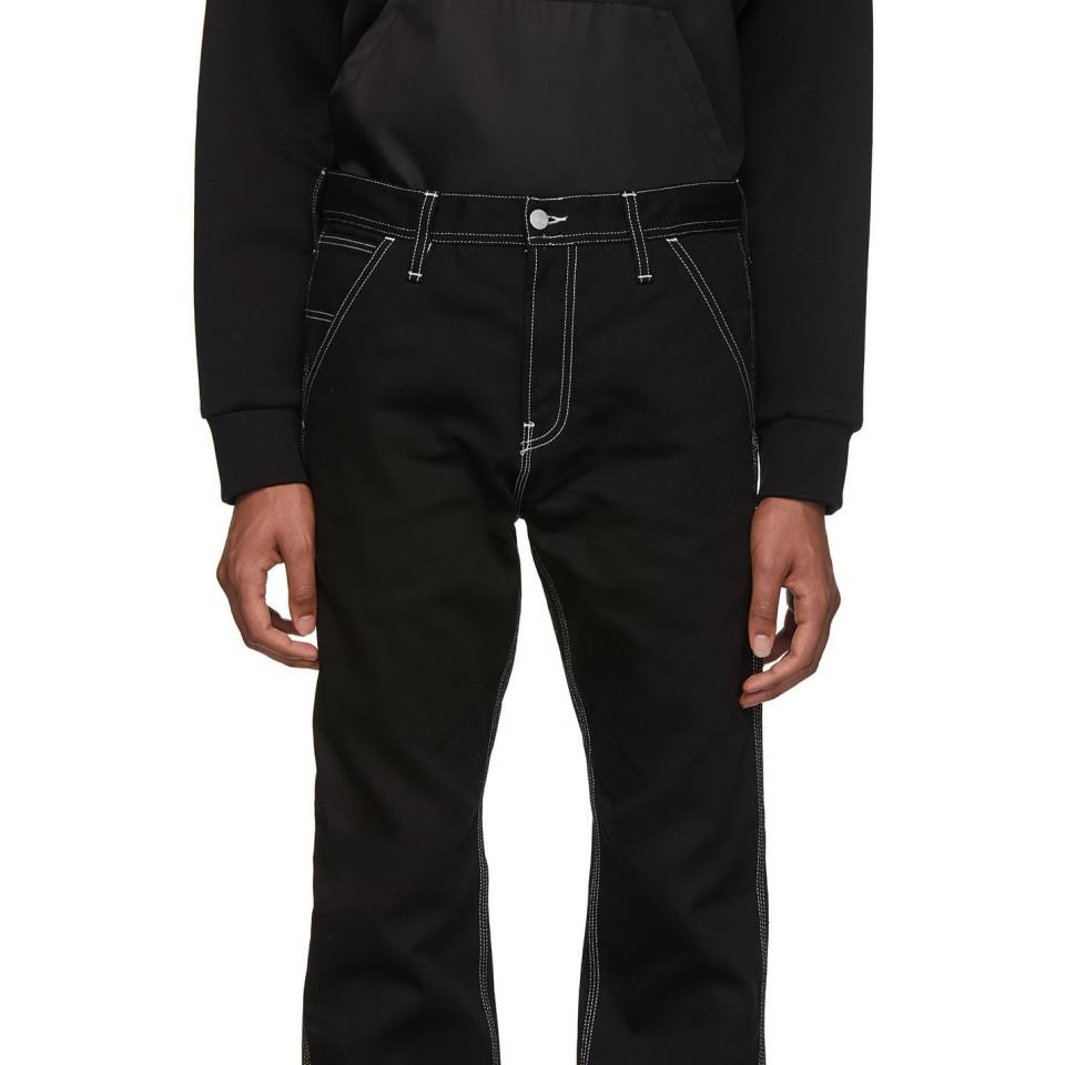 Carhartt WIP Cotton Black Rigid Chalk Trousers for Men | Lyst
