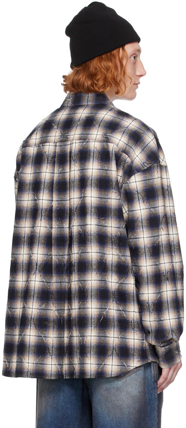 Juun.J Argyle Damage Check Shirt in Blue for Men | Lyst