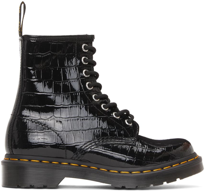 Dr. Martens Leather Croc Patent 1460 Boots in Black - Lyst