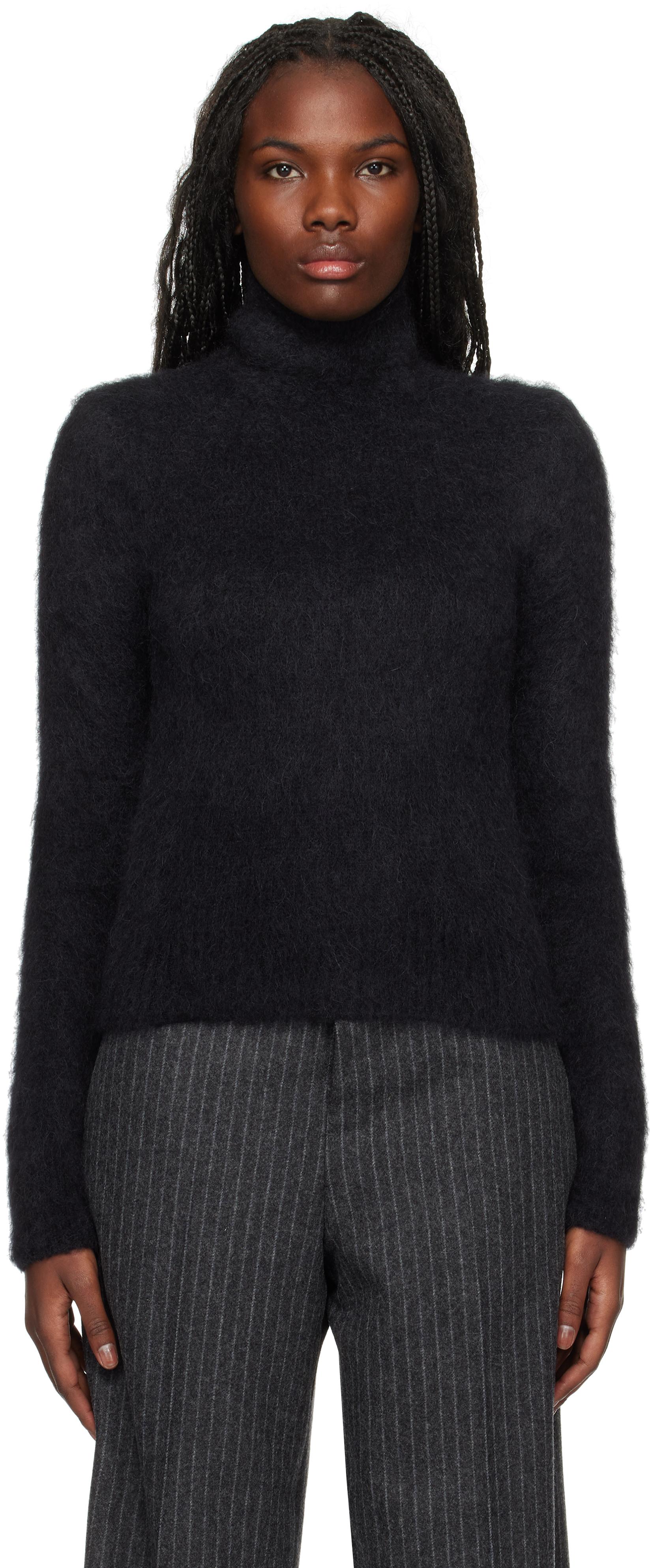 Ami Paris レディース ブラック アルパカ モヘア ブラッシュド 