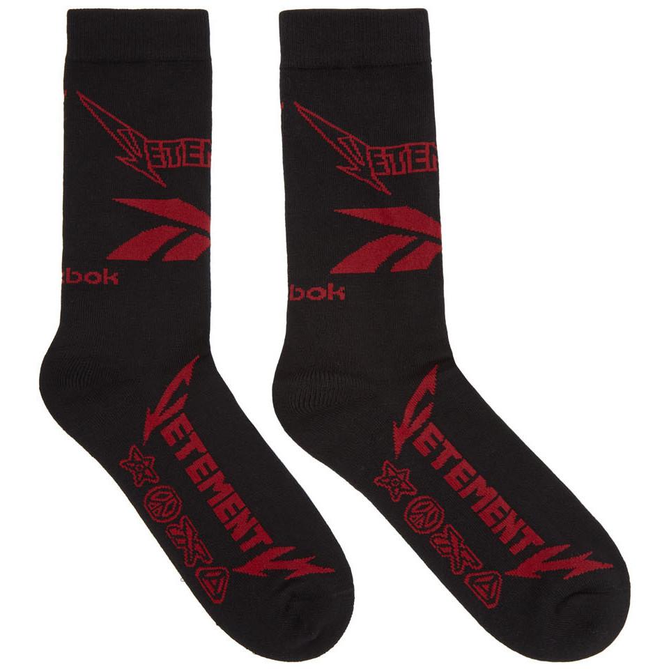 Vetements Cotton Black Red Reebok Metal Socks Men - Lyst