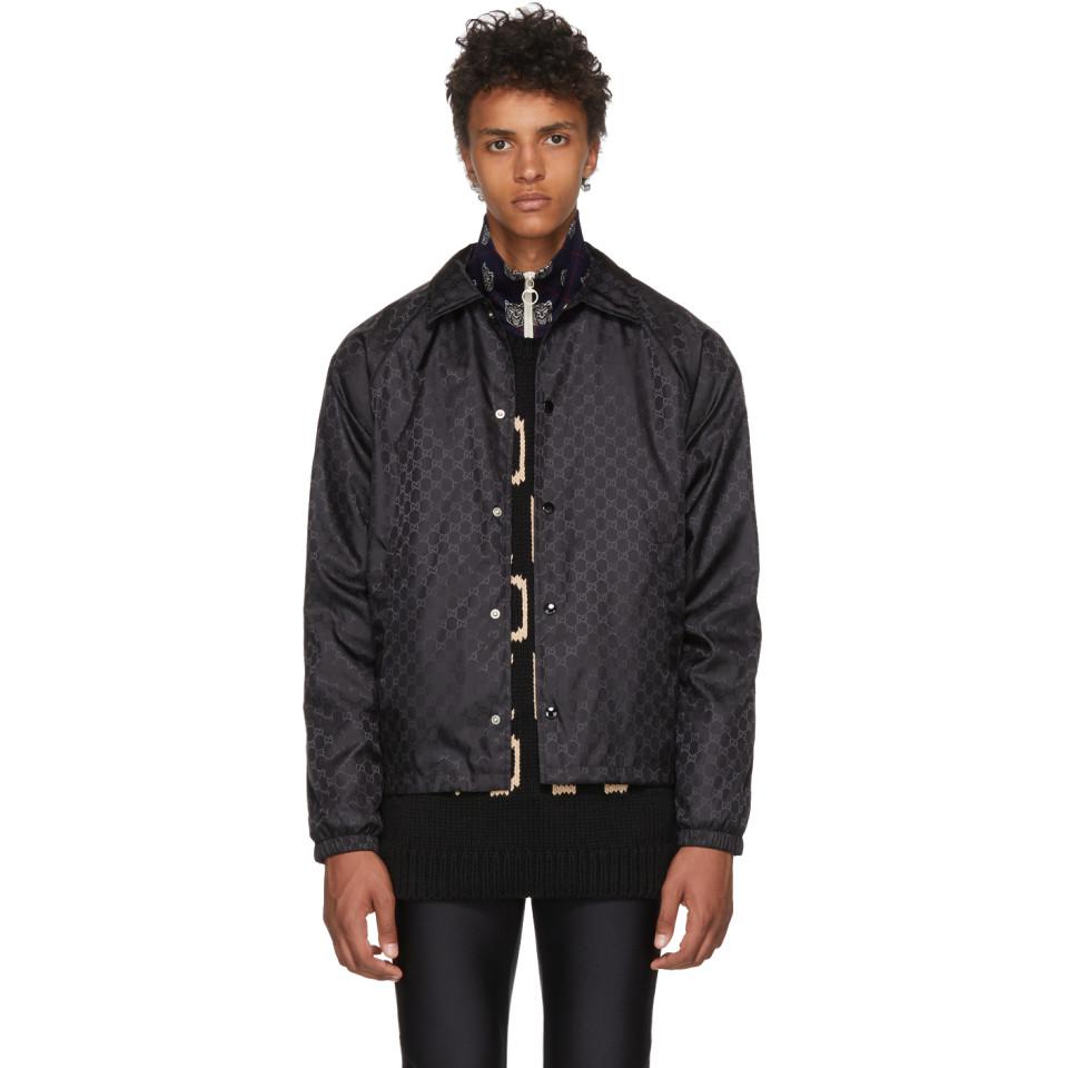 Gucci Satin Black GG Supreme Windbreaker for Men - Lyst