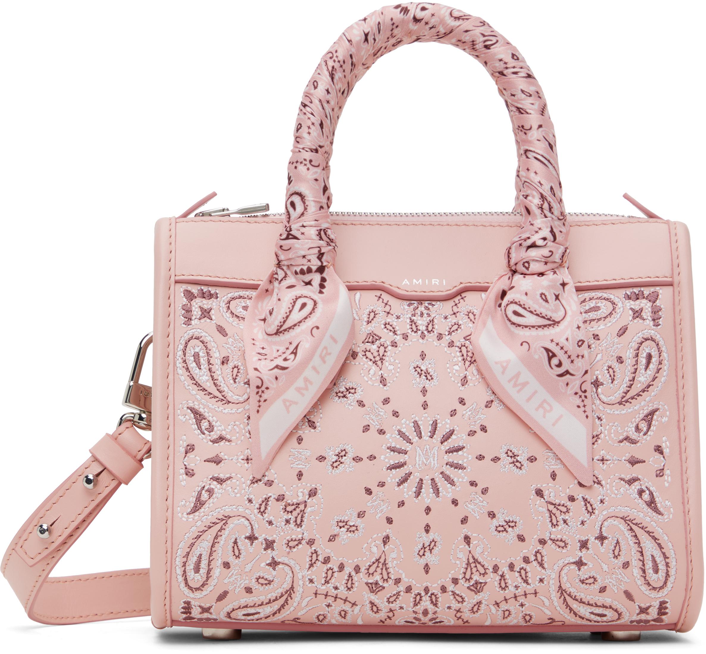 Amiri 装飾スカーフディテールトップハンドルバッグ amiri-Pink-Bandana-Micro-