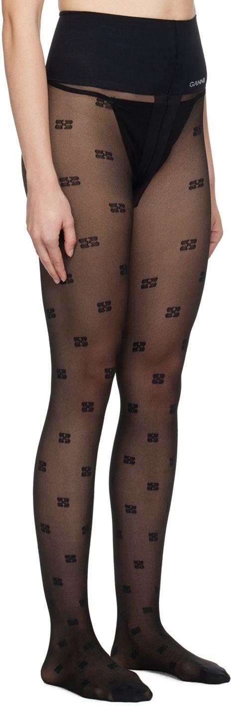 Black Black Butterfly Lace Tights