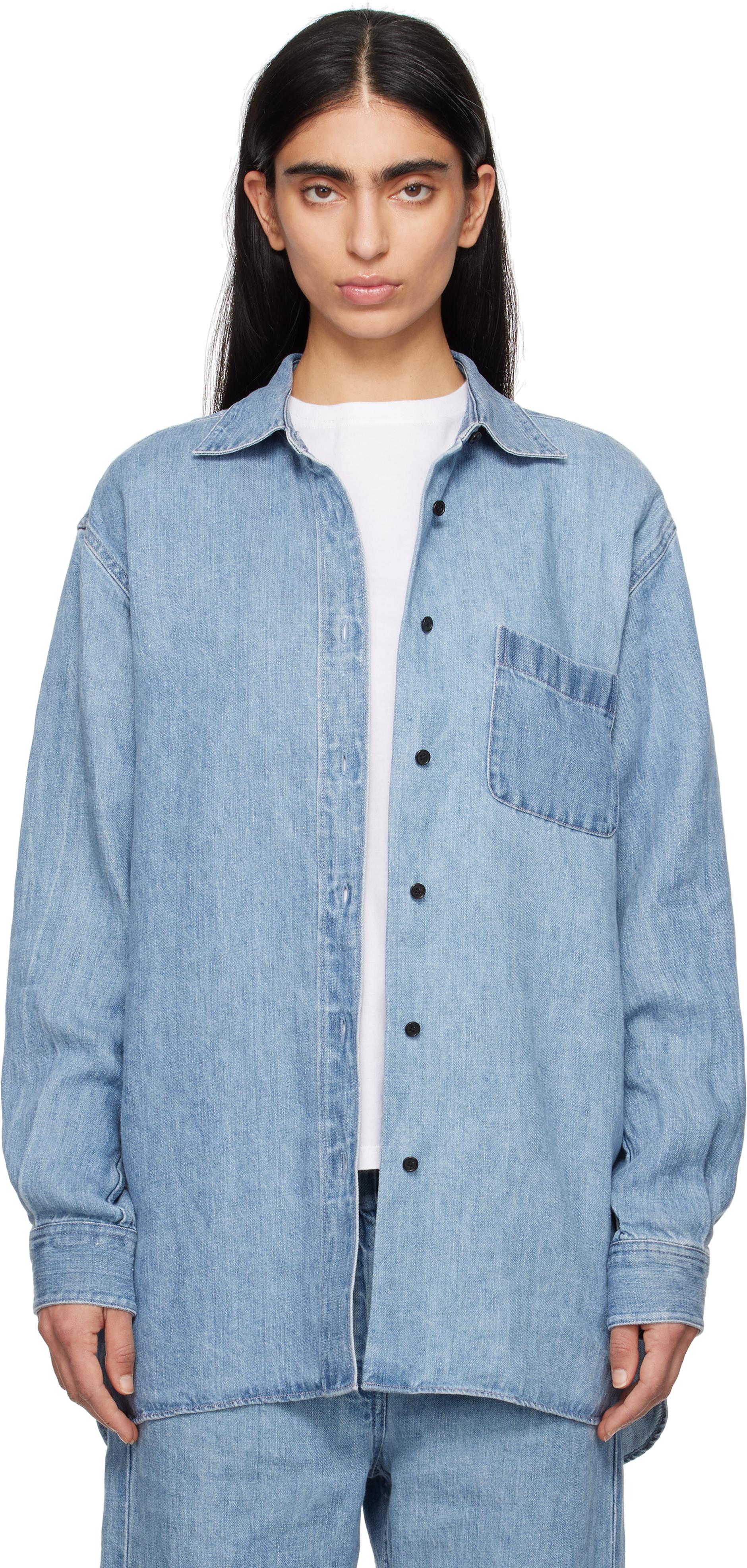ザ ロウ THE ROW オーバーサイズ シャツ NESSON SHIRT デニムシャツ ブルー レディース 8740-w3654-bhd アウトレット】【ラスト1点】THE ROW ザ ロウ オーバーサイズ