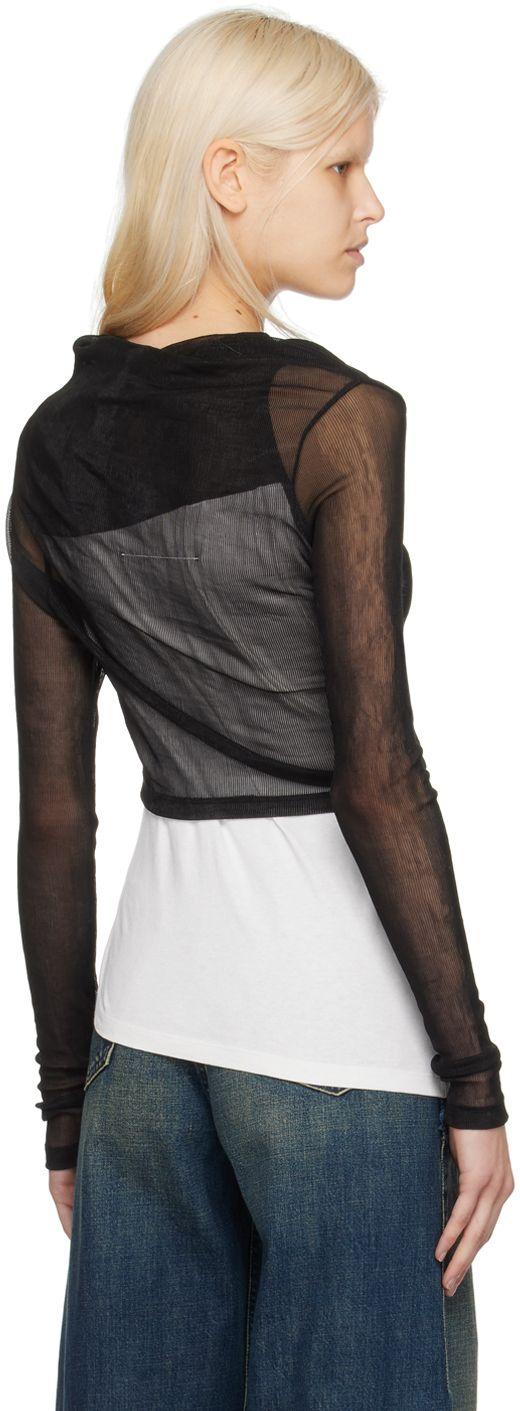 MM6 by Maison Martin Margiela Black Asymmetric Long Sleeve T-shirt 