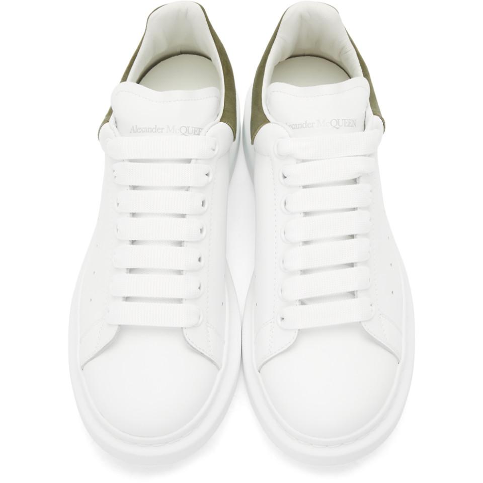 Alexander McQueen Leather White And Khaki Oversized Sneakers for Men | Lyst