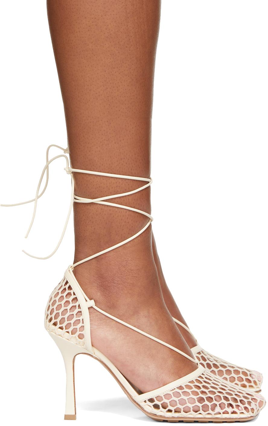 Lulus Taylor Heeled Shoes Off White Formal Ankle Strap Heel Sandal Size 8.5  | eBay