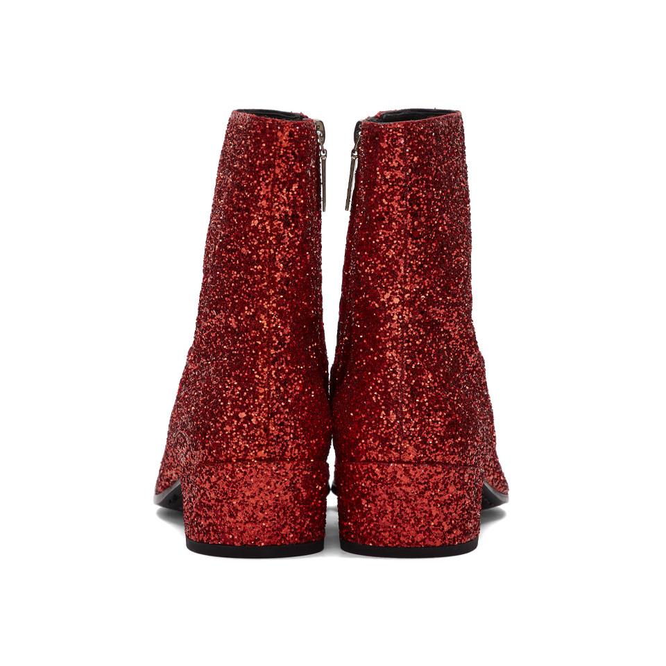 red glitter boots