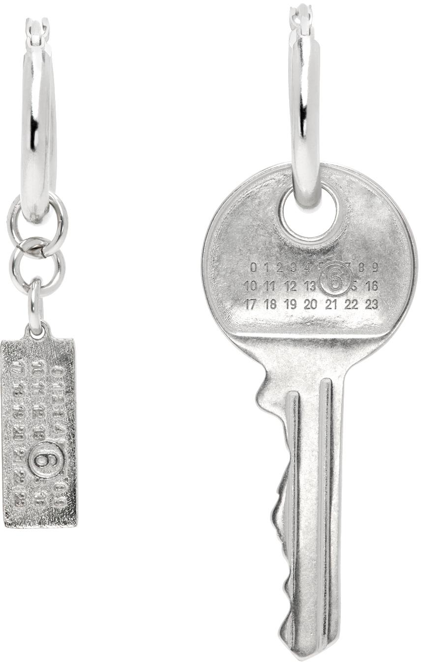 MM6 by Maison Martin Margiela メンズ ホワイト シルバー Key ピアス 