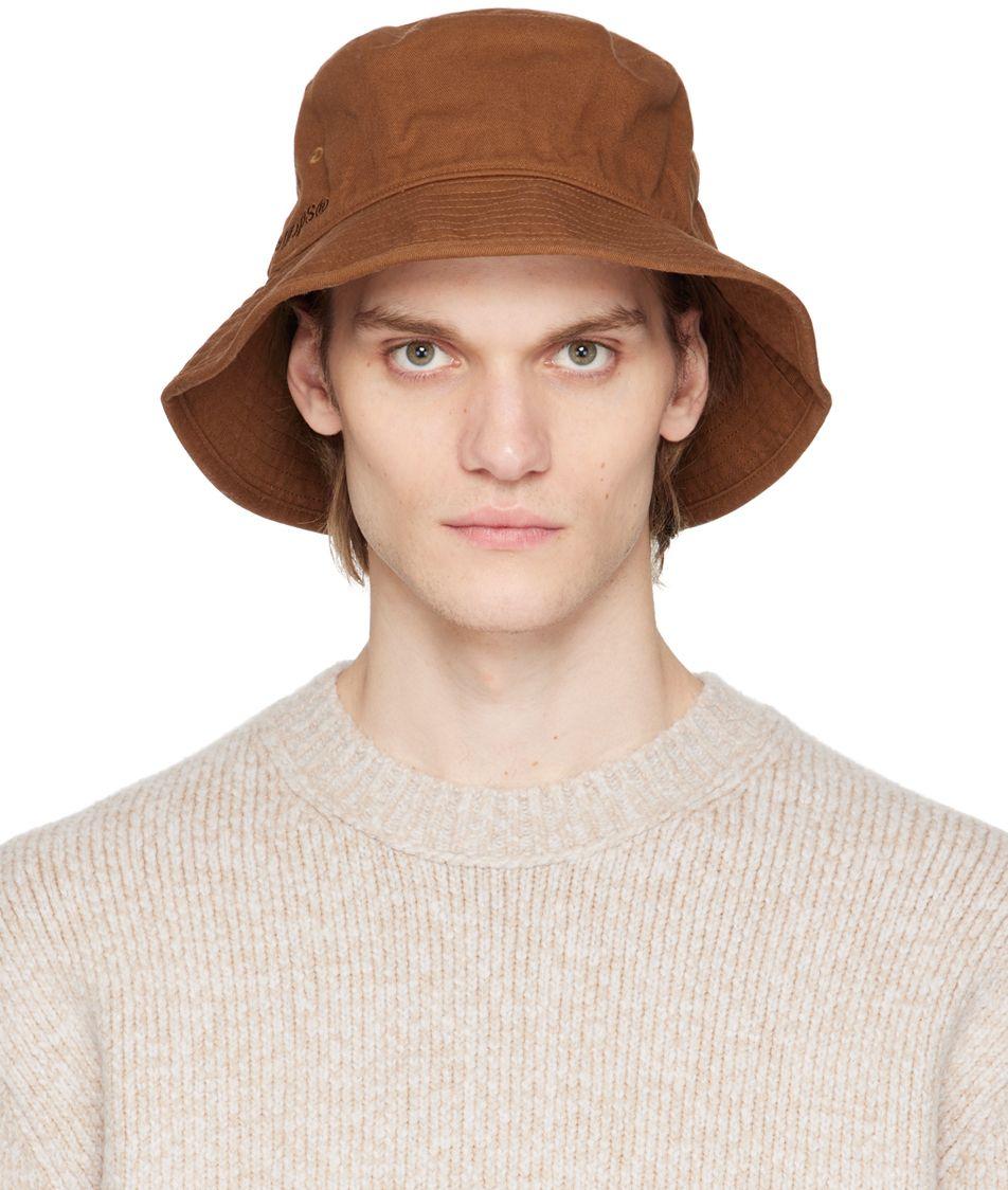 Acne Studios Brown Embroidered Bucket Hat for Men | Lyst