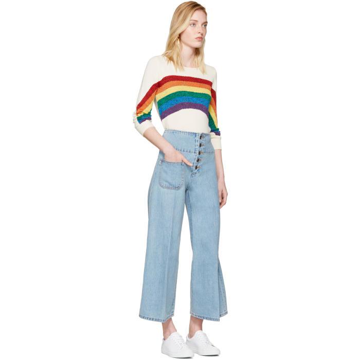 Marc Jacobs Cotton Ivory Rainbow Sweater in White - Lyst