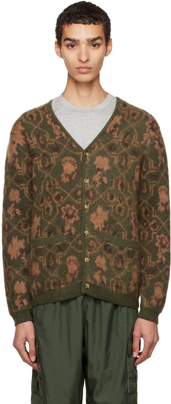 Beams Plus Synthetic Green Botanical Cardigan for Men | Lyst