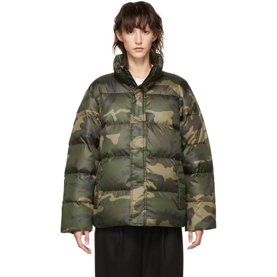Carhartt WIP Synthetic Green Down Camo Deming Jacket | Lyst