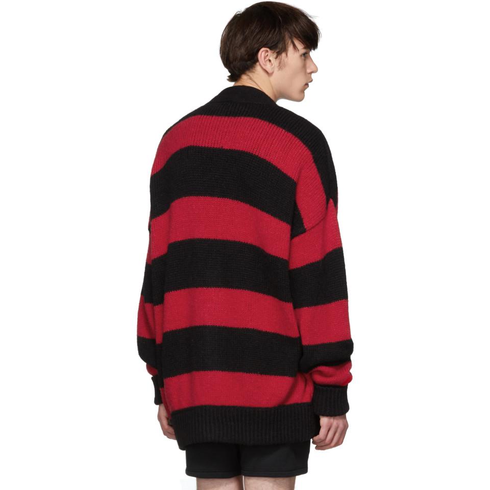 DSquared² Wool Black And Red Striped Cardigan for Men | Lyst