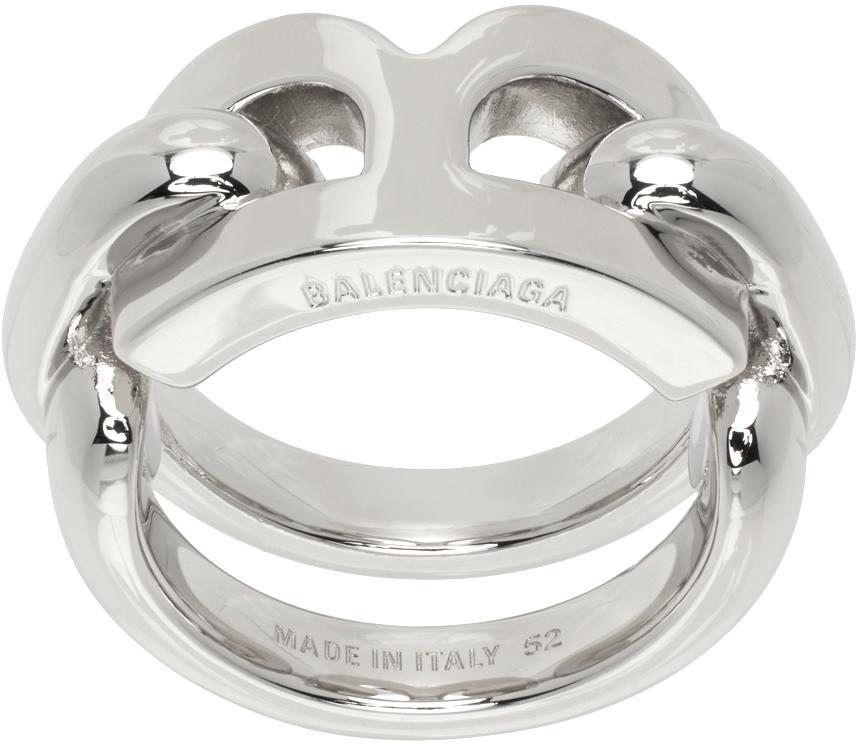 Balenciaga Silver B Chain 2.0 Ring in Metallic Lyst UK