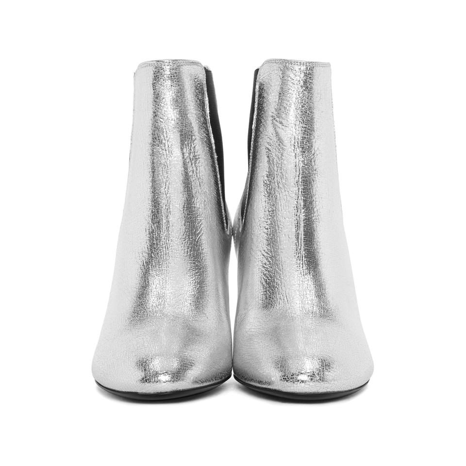 saint laurent silver boots