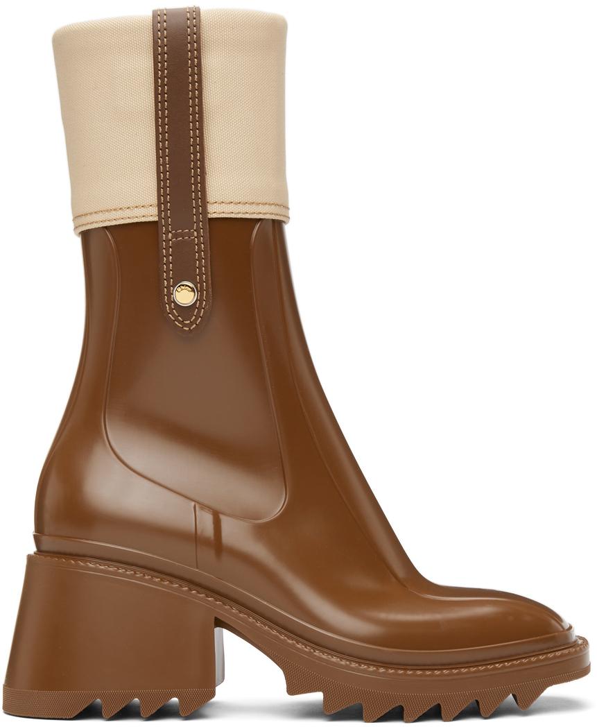 Chloé Brown & Beige Pvc Betty Rain Boots | Lyst