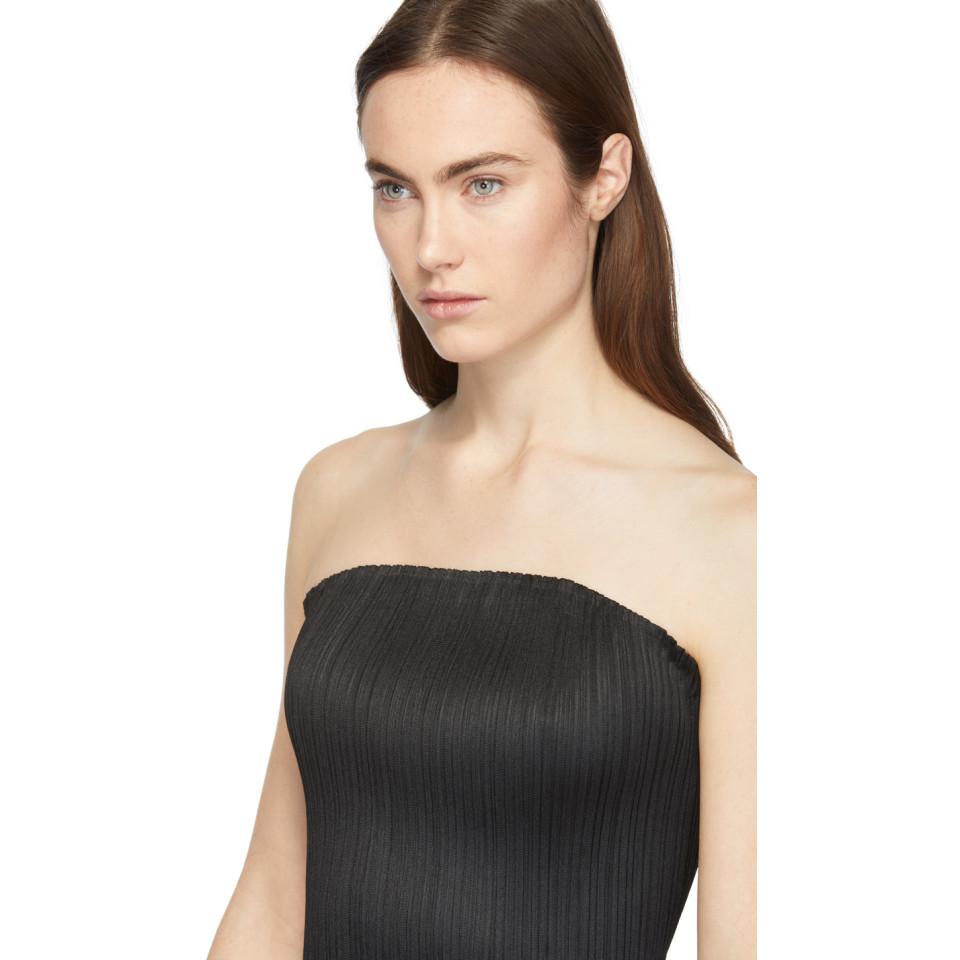 Pleats Please Issey Miyake Black Pleated Cropped Tube Top | Lyst