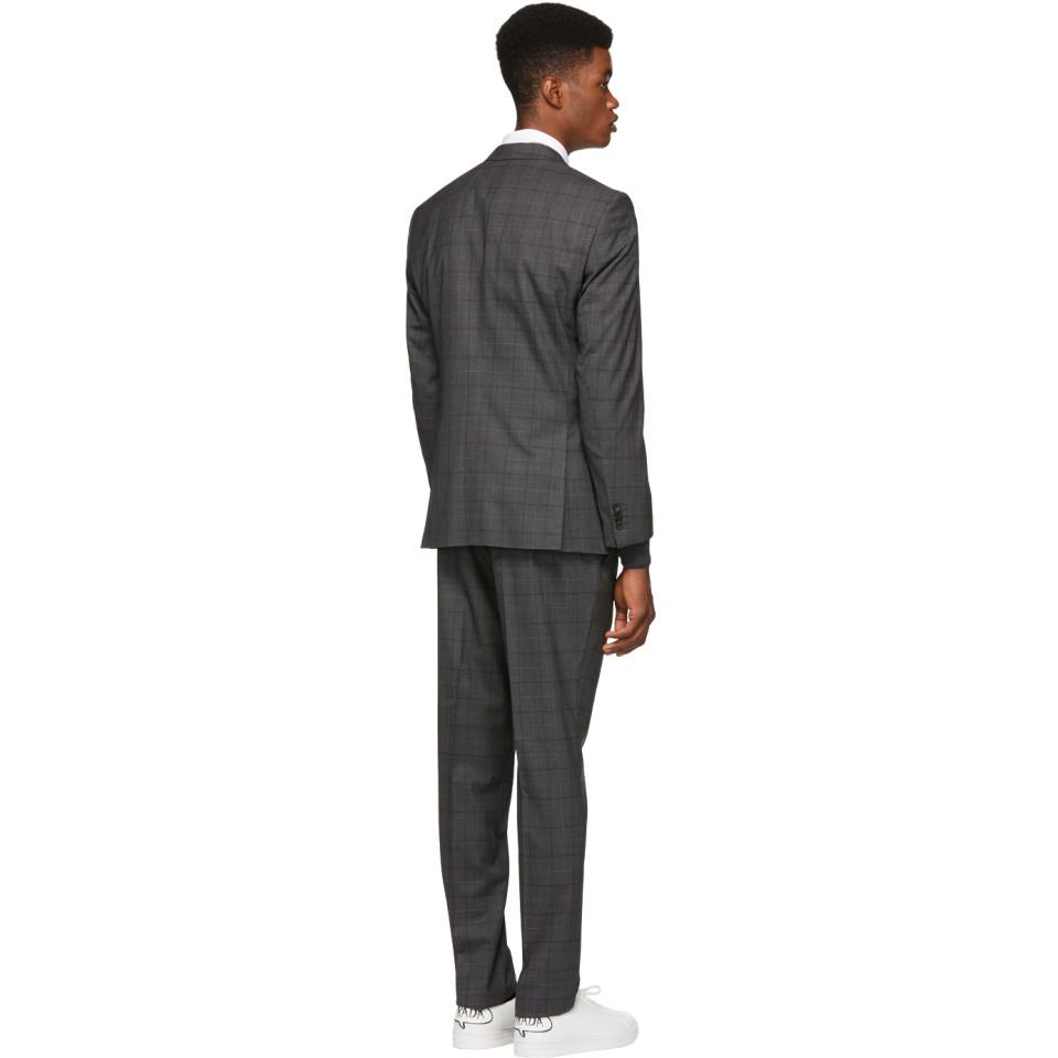 BOSS by HUGO BOSS Wool Grey Check Huge 6 Genius 5 Suit in Gray for Men -  Lyst