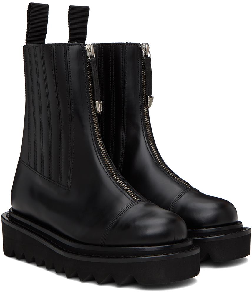 トーガ　TOGA ブラック サイドゴアブーツ ジッパー付き TOGA PULLA トーガ プルラ ショートブーツ AJ1207 レディース