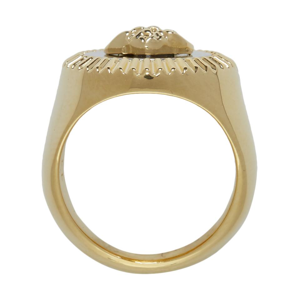 Smuk temperament Kommentér Versace Gold And Silver Guilloche Medusa Ring in Metallic - Lyst