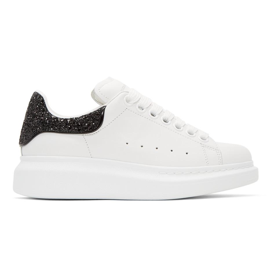 Alexander McQueen White & Black Glitter Oversized Sneakers | Lyst UK