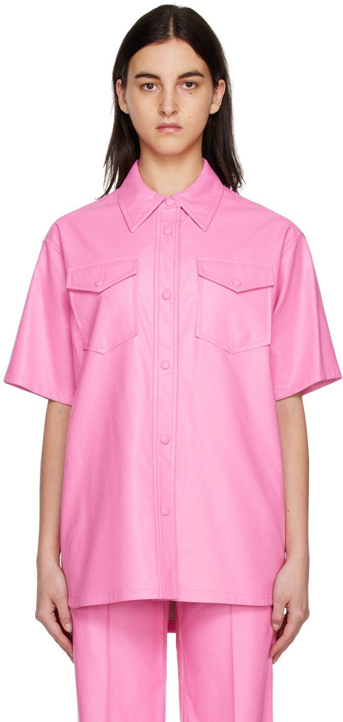 Stand Studio Pink Norea Faux-leather Shirt | Lyst