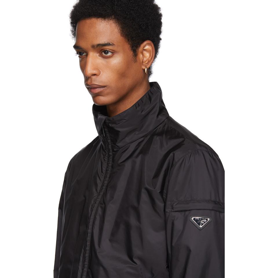 Prada Black Nylon Harrington Jacket for Men | Lyst