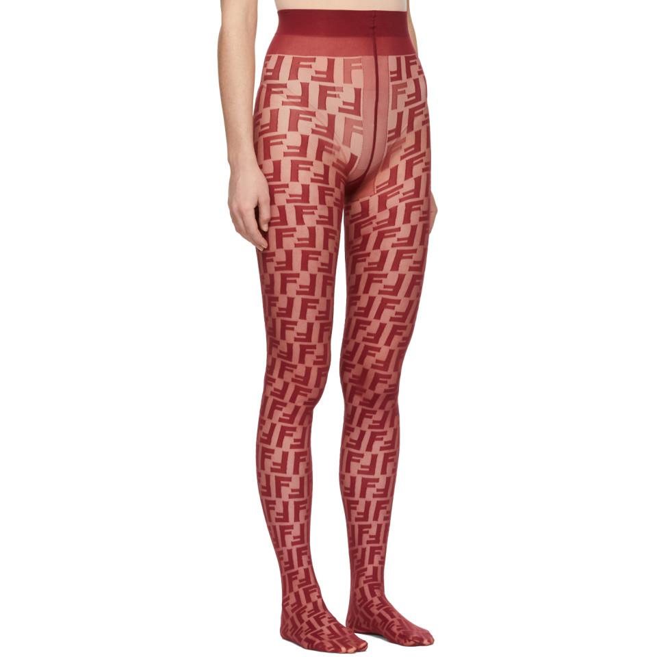 Fendi Synthetic Red Forever Tights - Lyst