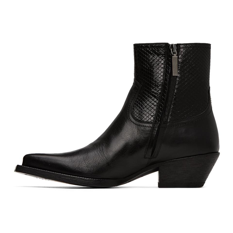 Saint Laurent Leather Black Python Lukas Boots for Men - Lyst